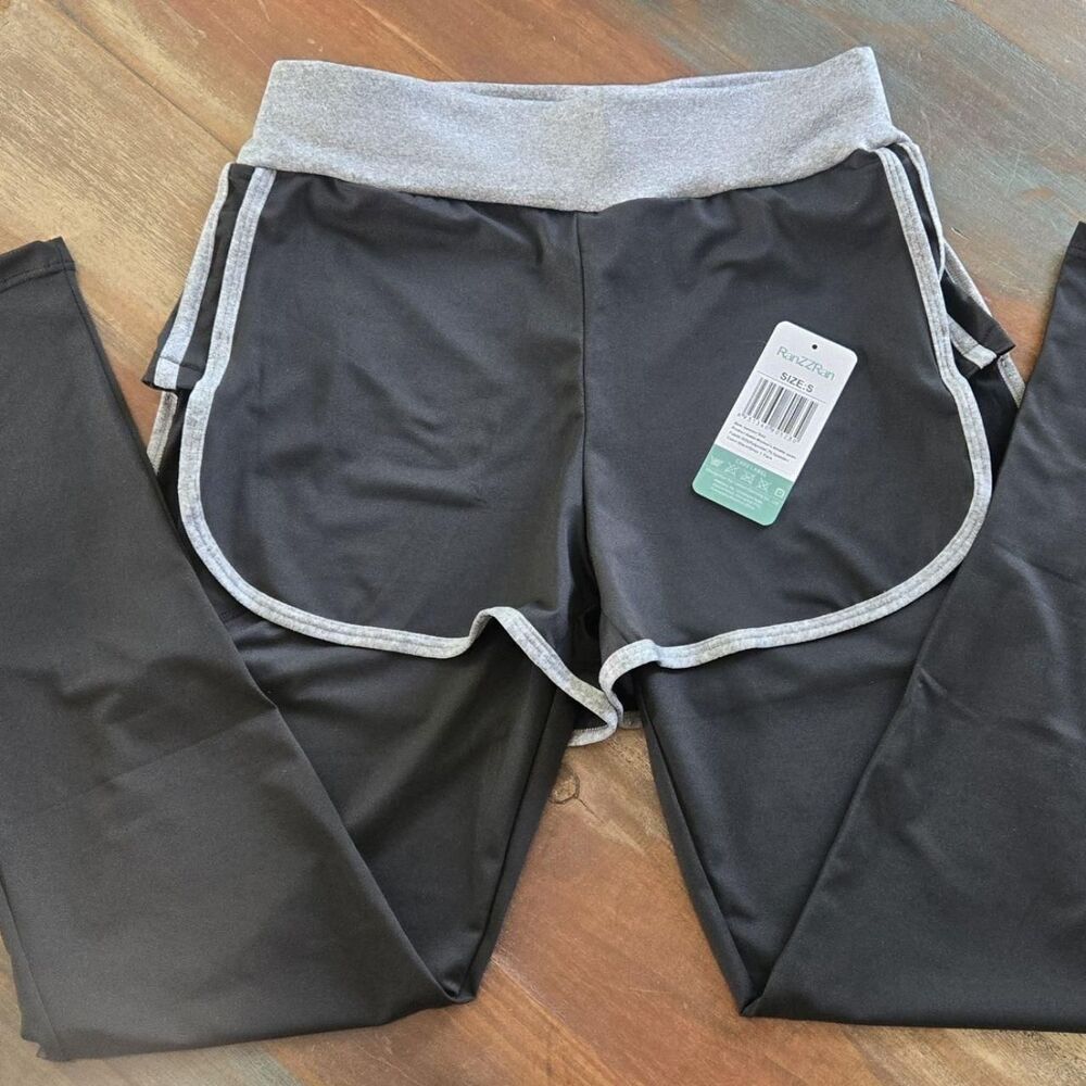 Women's Small 2 in 1 Running Yoga Leggings High Waist Workout Pants Phone Pocket